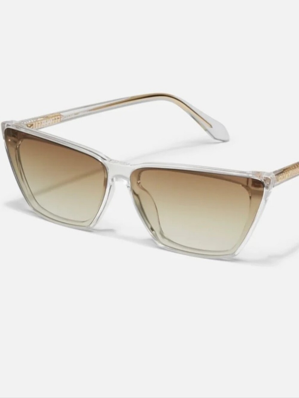 Quay Australia Bad Habir Cat-Eye Sunglasses - Clear Frame/Sephia Lens